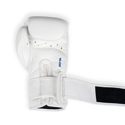 VERO Counter-Series leather boxing gloves in white and blue — sparring and MMA training — view 5