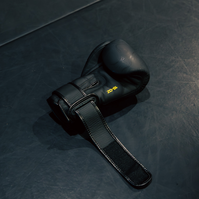 VERO Counter-Series leather boxing gloves in black and yellow — sparring and MMA training — view 3