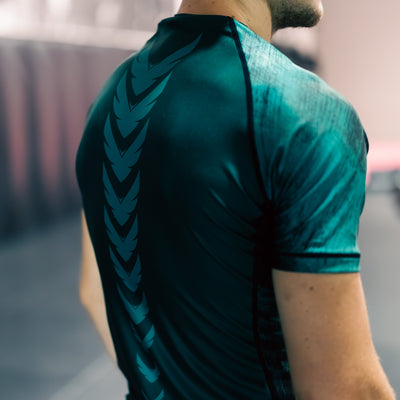 True Grit men's green BJJ rashguard — compression fit for grappling and MMA training — view 4