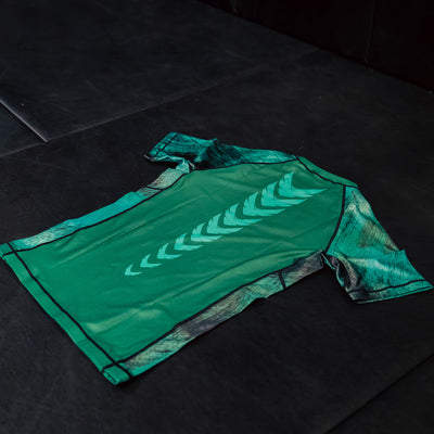 True Grit women's green BJJ rashguard — compression fit for grappling and MMA training — view 3