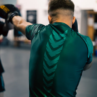 True Grit men's green BJJ rashguard — compression fit for grappling and MMA training — view 5