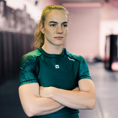 True Grit women's green BJJ rashguard — compression fit for grappling and MMA training — view 5
